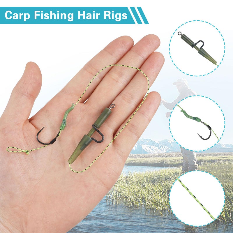 JSHANMEI مجموعة أدوات صيد سمك الشبوط - 18 قطعة من خطافات بارب المنحنية من الفولاذ عالي الكربون، أدوات صيد السمك ذات خيط مضفر - Image 4